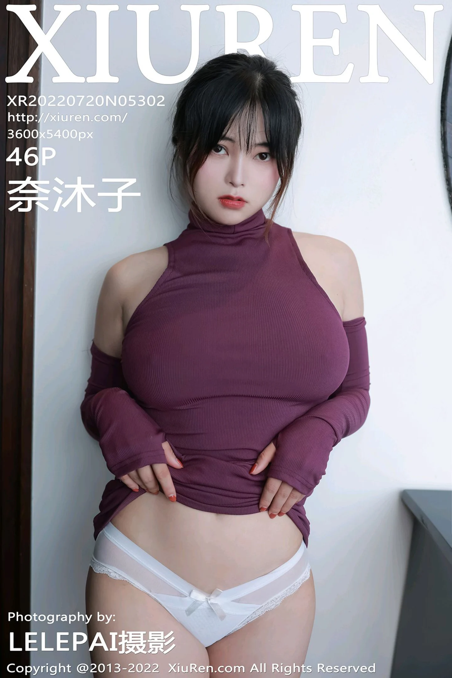 [XiuRen秀人网]No.5302_模特奈沐子澳门旅拍室内场景紫红色连衣裙秀曼妙身材诱惑写真46P-秀人网 - XiuRen.Space